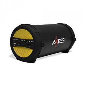 Axess SPBT1041YL Thunder Sonic Bluetooth Cylinder Loud Speaker Sd Card