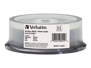 Verbatim 98915 M-disc Bdxl, , 100gb, 4x, White Inkjet Hub Printable, 2