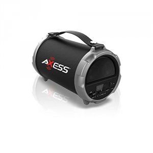 Axess SPBT1037GY Bluetooth Hi-fi Cylinder Loud Speaker 4 Inch Sub Vibr