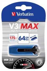 Verbatim 49807 64gb Store 'n' Go V3 Max Usb 3.0 Flash Drive - Blue - 6