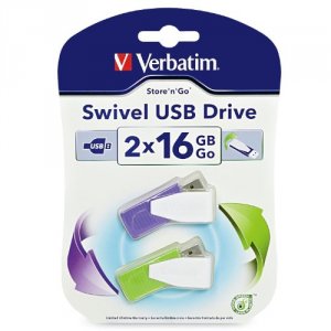 Verbatim 98425 (r)  Store N Go(r) Swivel Usb Drives (16gb; 2 Pk; Green