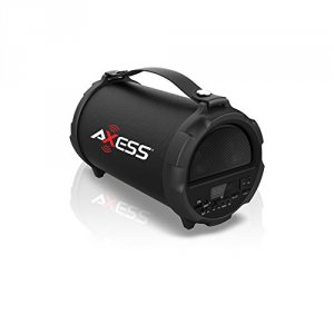 Axess SPBT1037BK Bluetooth Hi-fi Cylinder Loud Speaker 4 Inch Sub Vibr