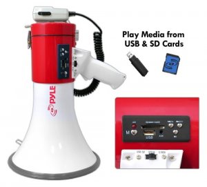 Pyle PMP57LIA Pro Megaphone With Siren Talk Usb Sd Card