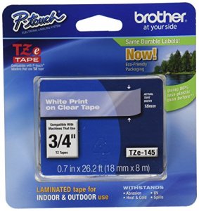 Brother TZE-145 18mm (0.7) White On Clear Tape For P-touch 8m (26.2 Ft