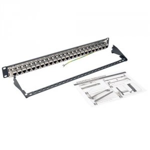 Tripp N254-024-6A 24-port Cat6a Patch Panel Feedthrough Rackmount Rj45