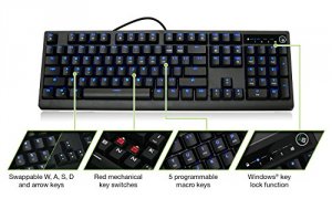 Iogear GKB710L-RD Kaliber Gaming Mechlite         Mechanical Gaming Ke