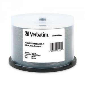 Verbatim 94798 Cd-r, , 700mb, 52x, Silver Inkjet Printable, 50pk Spind