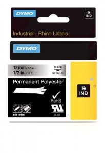 Dymo 18486 Rhino 12in X 18ft, Metallized Permanent Labels