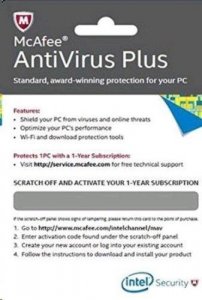 Intel BKCMAV1YRENG Mcafee Anti Virus 1 Year  Activation Card