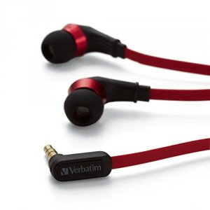 Verbatim 99209 Tangle-free Earphones, Redblack