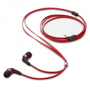 Verbatim 99209 Tangle-free Earphones, Redblack