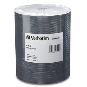 Verbatim 59866PK Cd-r, 97020, 700mb, 52x, Shiny Silver Silk Screen Pri