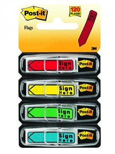 3m 684-SH Post-itreg; 12w Arrow Message Flags - 4 Dispensers - 30 X Ye