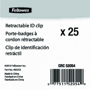 Fellowes 52054 Belt Clip  Retractable Id Card 25pk