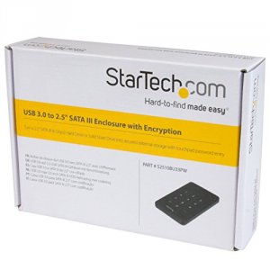 Startech S2510BU33PW Storage  Encrypted Sata3 Enclosure For 2.5inch Ha