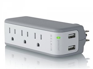 Belkin BZ103050-TVL Mini Surge Protector With Usb Charger - 3 X Ac Pow