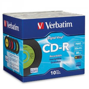 Verbatim 94439 Cd-r, , 700mb, 52x, Digital Vinyl Surface, 10pk Slim Ca