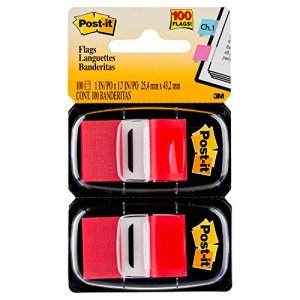 3m 680-RD2 Post-itreg; Flags - 2 Dispensers - 100 - 1 X 1.75 - Rectang