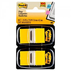 3m MMM 680YW2 Post-itreg; Flags - 2 Dispensers - 100 X Yellow - 1 X 1.