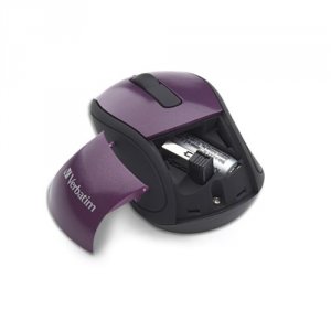 Verbatim 97473 Wireless Mini Travel Optical Mouse - Purple - Purple