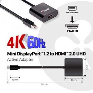 Club 2PD049 Mini Displayportâ„¢ 1.2 To Hdmiâ„¢ 2.0 Uhd Active 