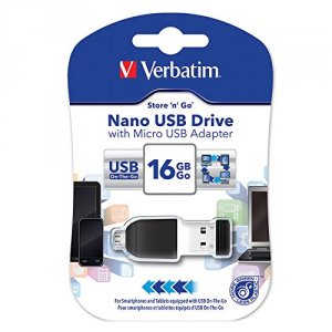 Verbatim 49821 Store 'n' Go Nano Usb Flash Drive, , 16gb, With Usb Otg