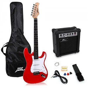 Pyle PEGKT15R Beginners Electric Guitar Kit   W Amp  Accessories Red