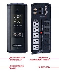 Cyberpower BRG850AVRLCD 120v 10 5-15r Outlets 6ft Cord 2.1a Usb Rj45 C