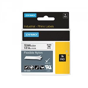 Dymo 18488 Rhino 12in X 11.5ft, White Flexible Nylon Labels