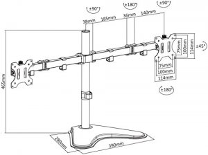 V7 DS2FSD-2N Dual Desktop Monitor Stand