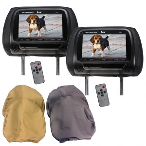 Tview T77PL 7 Tft Lcd Headrest Monitor 3 Interchangeable Headrest Cove