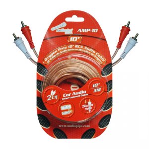 Nippon AMP10 Rca Cable 10' Audiopipe Ofc Clear Installer Series