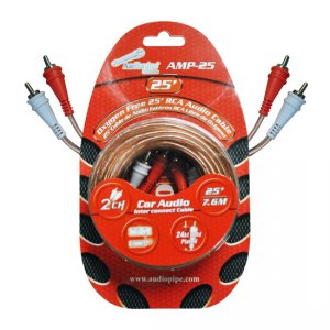 Nippon AMP25 Rca Cable 25' Audiopipe Ofc Clear Installer Series