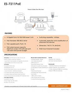 Comtrend ES-7211POE 8-port Gigabit Poe+ Switch      802afat 30w W Pwr 