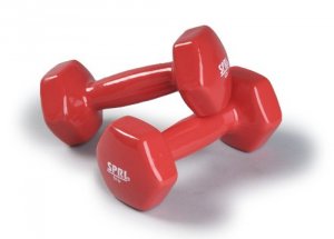 Spri DB6 Deluxe Vinyl Dumbbells  6lb Pair  Red