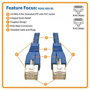 Tripp N262-005-BL 5ft Augmented Cat6 Cat6a Shielded 10g Patch Cable Rj