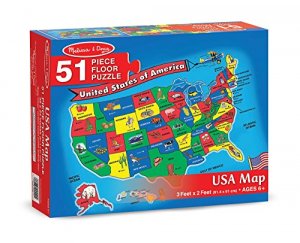 Melissa 440 51pc U.s.a. Map Floor           Puzzles Cardboard Floor Pu