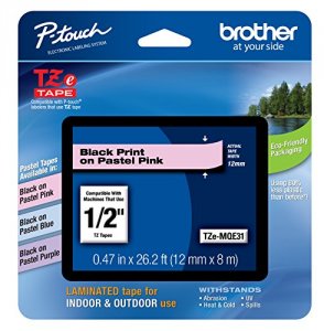 Brother TZEMQE31 12-inch P-touch Standard Laminated Tape - Black On Pa