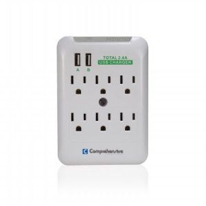 Comprehensive CPWR-SP6-USB2 6port Wall Mount Surge Outlet