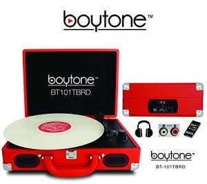 Boytone BT-101TBRD Portable Multimedia Red         Turntable 3speed Us