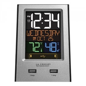 Lacrosse 617-1614 Color Digital Lcd Alarm Clock   With Duel Usp Chargi