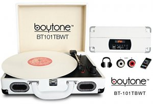 Boytone BT-101TBWT Portable Multimedia Wht         Turntable 3speed Us