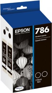 Original Epson T786120-D2 T786 Black Ink Cartridge; Dual Pack