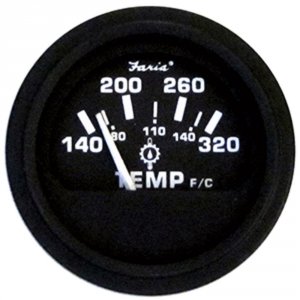 Faria GP0629 Faria Heavy-duty Black 2 Oil Temperature Gauge (140deg;f-