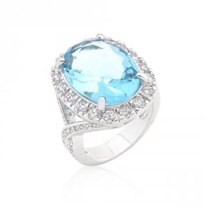 Icon J9255 Oval Blue Topaz Cocktail Ring (size: 10) R08288r-c32-10