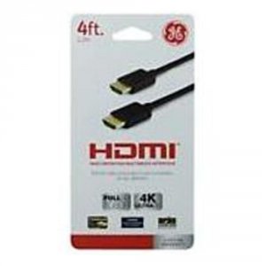 Ge 030878335737 4 Feet Gold Hi Speed Hdmi Male Cable - Black