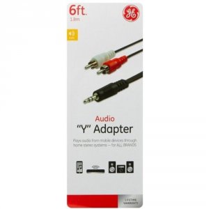 Ge 030878335683 6 Feet Rca Female To 3.5mm Male Audio Y Adapter - Blac