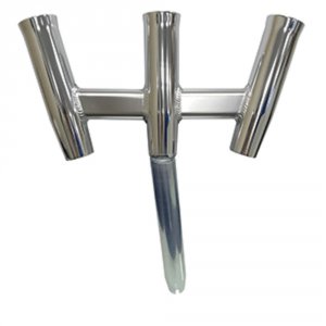 Tigress 88160 Gs Trident Rod Holder - Bent Butt - Polished Aluminum