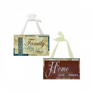 Bulk KL9530 Wood Sign With Fabric Hanger Hb893