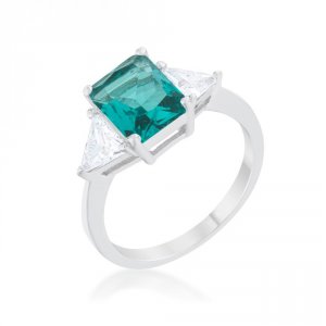 Icon J12068 Classic Aqua Rhodium Engagement Ring (size: 05) R08451r-c3